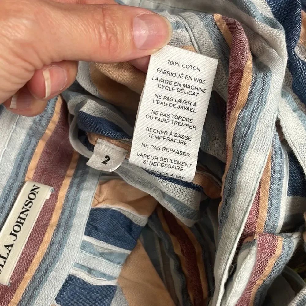 Ulla Johnson Martim Shorts in Sky Seersucker Stripe Tie sz 2 - Picture 7 of 14